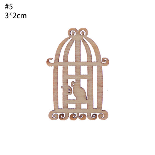24Pcs/lot Natural Birdcage Wooden Scrapbooking