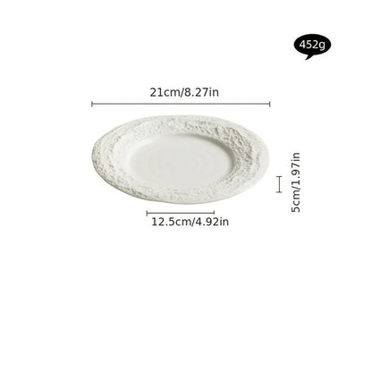 Elegant European Ceramic Dinner Plate with Relief Pattern