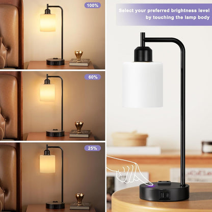 Industrial Touch Bedside Lamps for Bedrooms Set of 2 - 3-Way Dimmable | Lighting | Kitchen + Metal