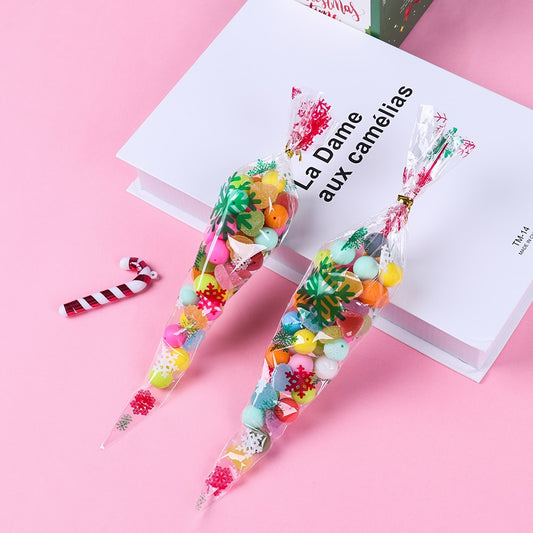 25/50PCS Transparent Cellophane Xmas Pattern