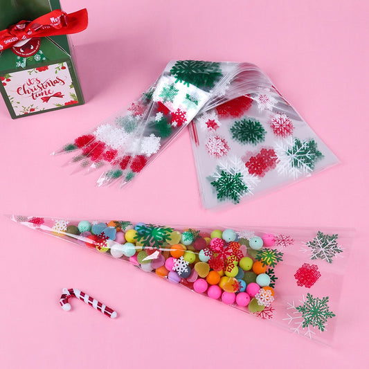25/50PCS Transparent Cellophane Xmas Pattern