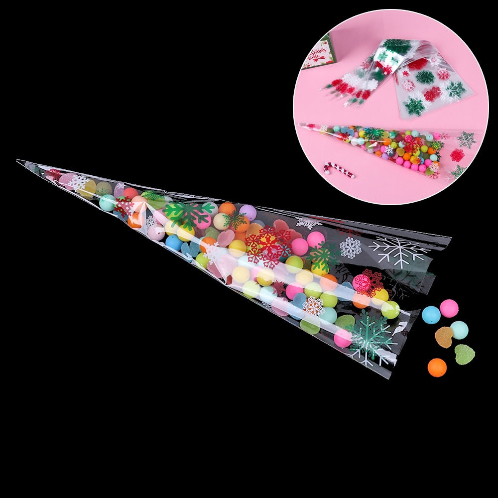 25/50PCS Transparent Cellophane Xmas Pattern