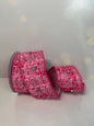 2.5" x 5Y Pink Tweed & Bling Wired Ribbon