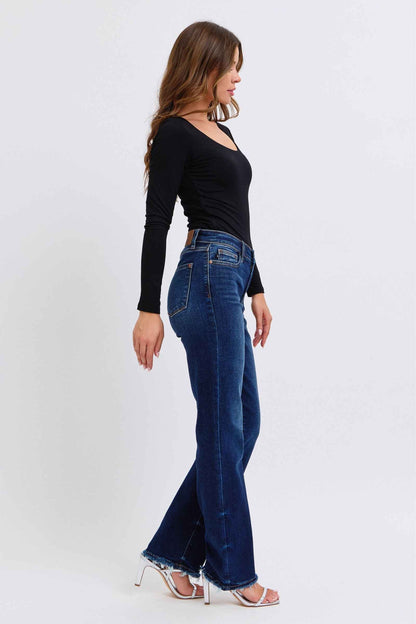 Judy Blue Straight Leg Jeans - Full Size Raw Hem Women's Jeans