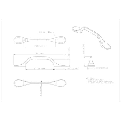 3" Center-to-Center Satin Nickel Kenner Cabinet Pull