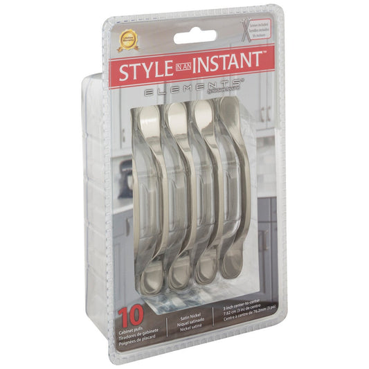 3" Center-to-Center Satin Nickel Kenner Retail Packaged Cabinet Pull