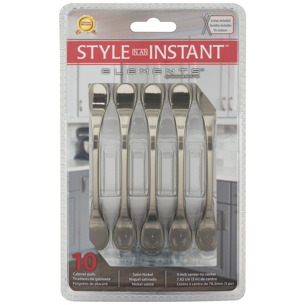 3" Center-to-Center Satin Nickel Kenner Retail Packaged Cabinet Pull