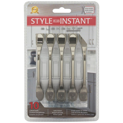 3" Center-to-Center Satin Nickel Kenner Retail Packaged Cabinet Pull