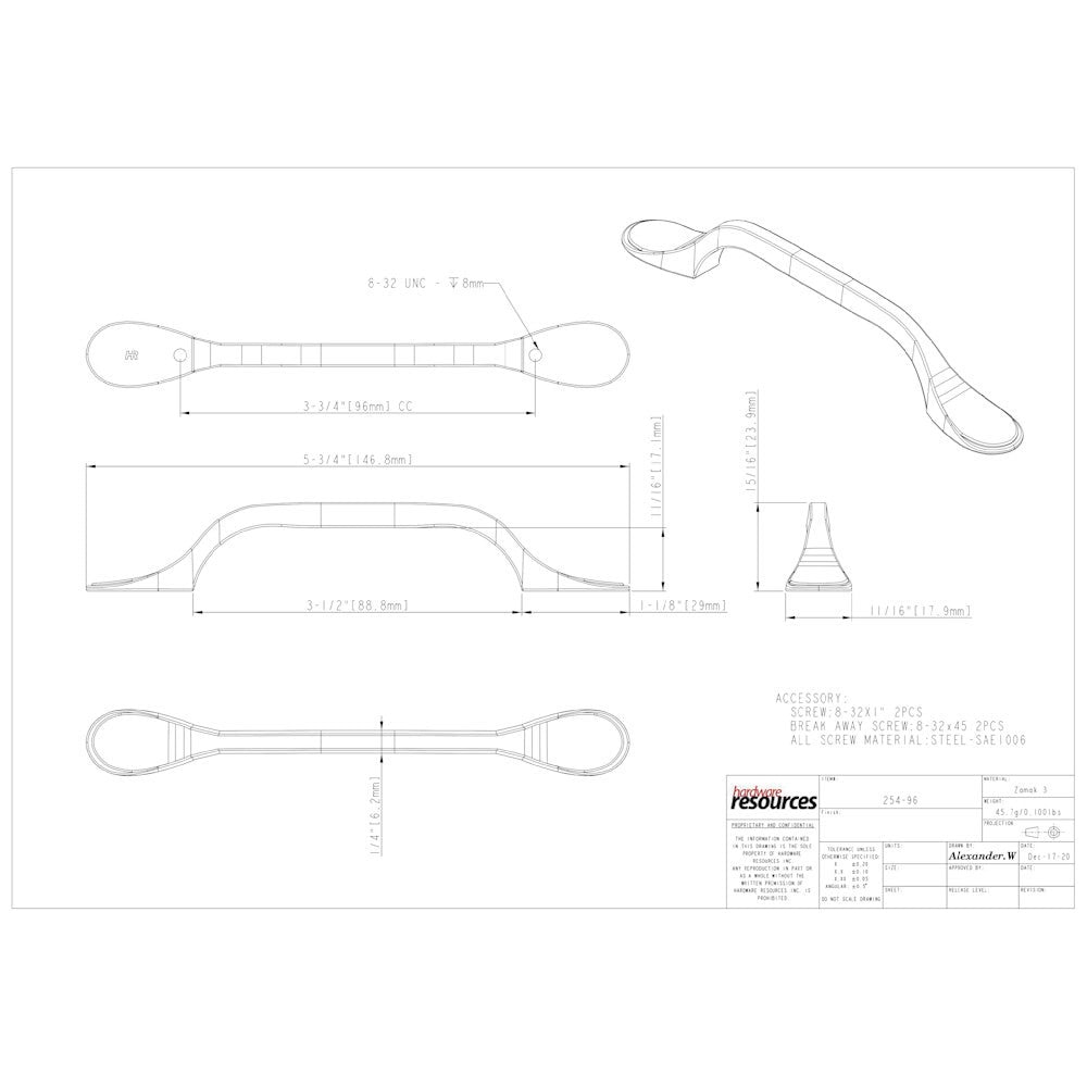 3" Center-to-Center Satin Nickel Kenner Cabinet Pull