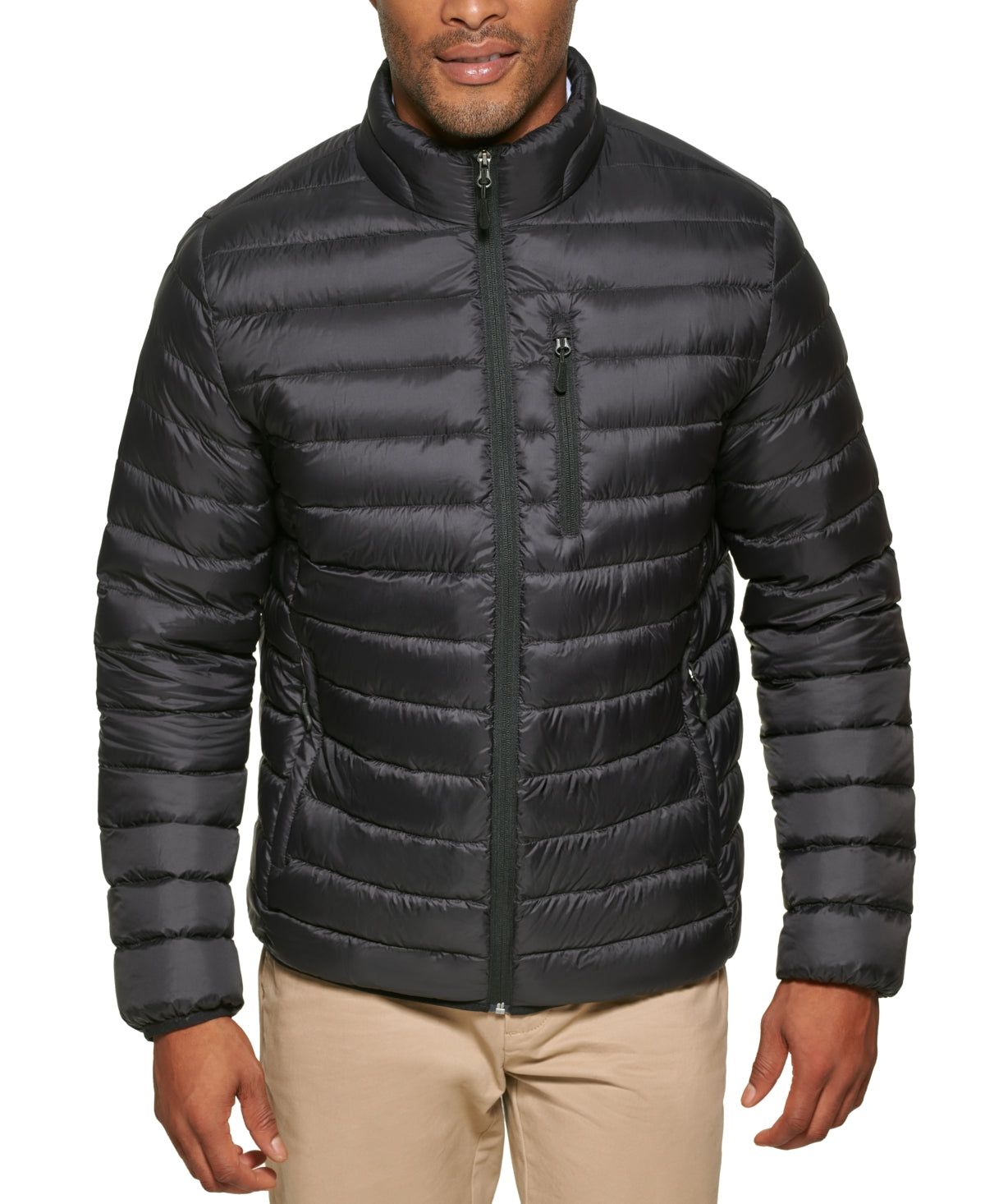 Club Room Men's Size M Black Quilted Packable Puffer Jacket NWT