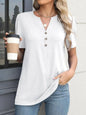 Notched Short Sleeve Women's T-Shirt - Stylish and Comfortable Design