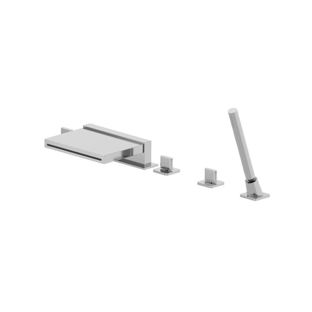 Flusso 260.2420CF Five Hole Deck Mounted Cascade Flow Roman Tub Faucet With Hand Shower