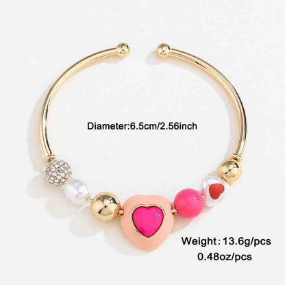 Heart Peach Pearl Bracelet - Fashion Original Design Combination Suit