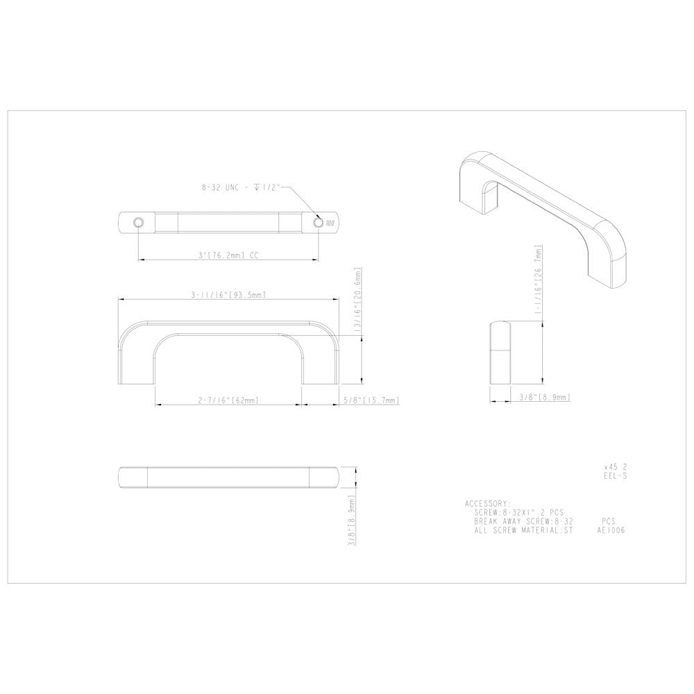 3" Center-to-Center Satin Nickel Alvar Cabinet Pull