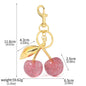 Red Cherry Bag Charm - Crystal Keychain Pendant in Zinc Alloy