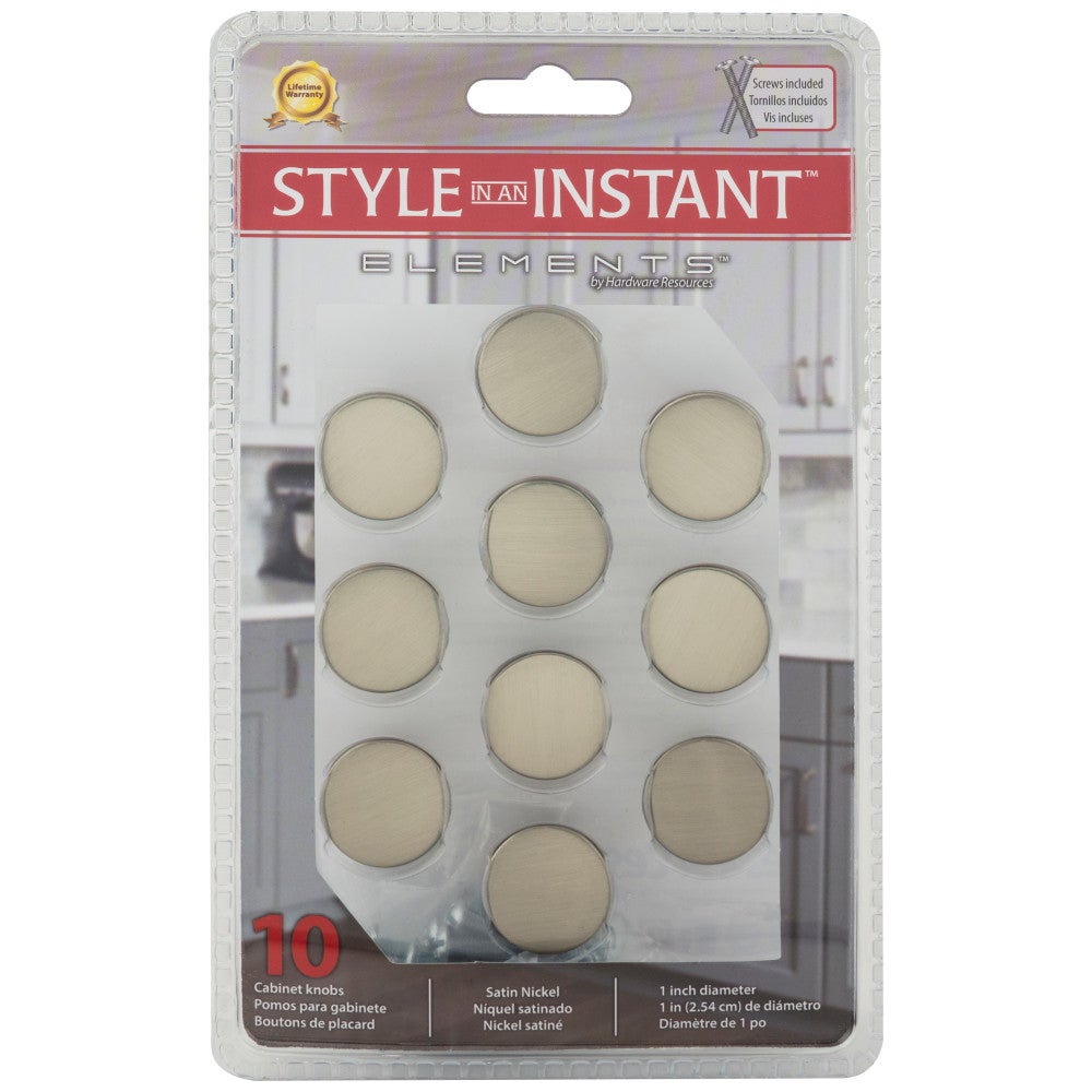 1" Diameter Satin Nickel Conical Sedona Retail Packaged Cabinet Knob