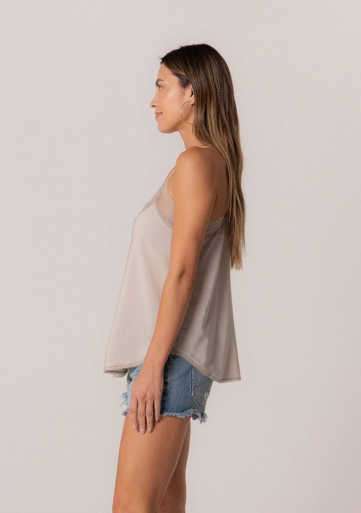 Lovestitch Lace Trim Slip Cami: Vanilla