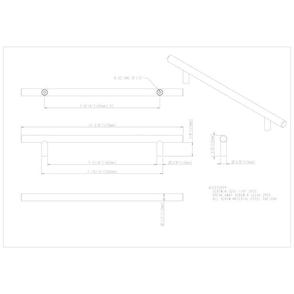 96 mm Center-to-Center Hollow Matte Black Stainless Steel Naples Cabinet Bar Pull