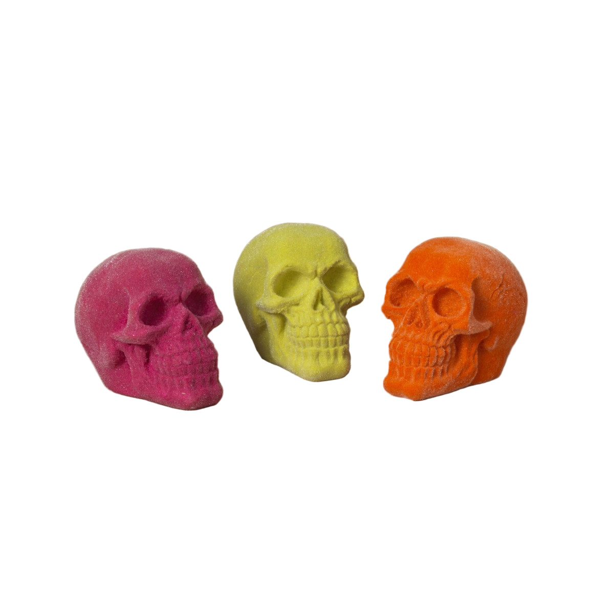 5" Flocked Neon Skulls - SET OF 3