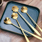Set of 4 Cherry Blossom Stainless Steel Dessert Spoons