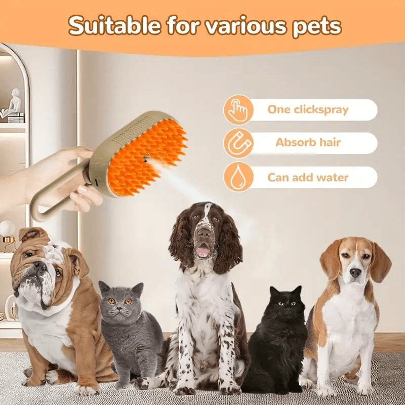 3-in-1 Electric Pet Brush – Steam Cleaner, Hair Remover & Massager for Dogs & Cats