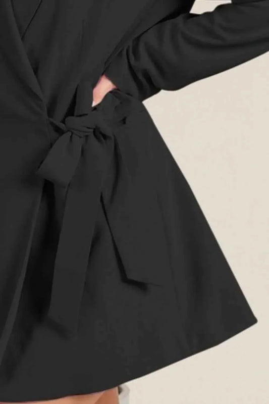 BiBi Wrap Tie Long Blazer Jacket - Stylish Versatile Long Blazer Wrap Jacket
