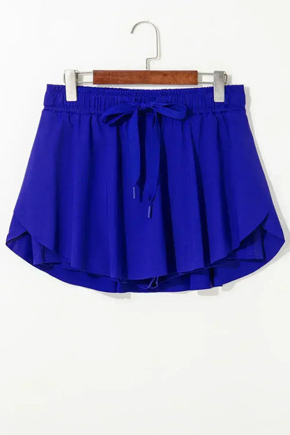 Light Green Drawstring High Waist Lined Tennis Skort