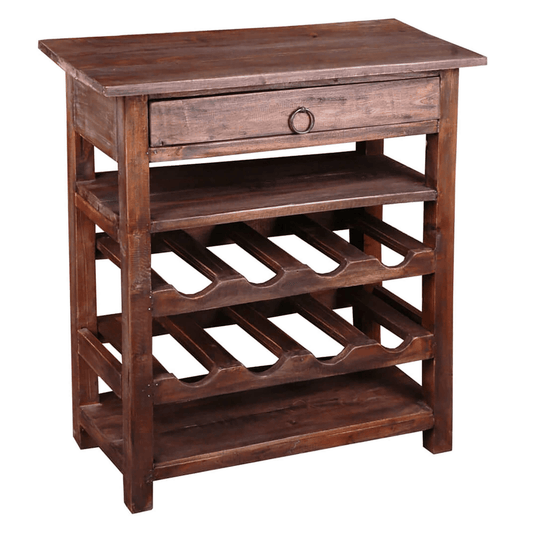 Sunset Trading Rustic Cottage Wine Server With Drawer In Raftwood