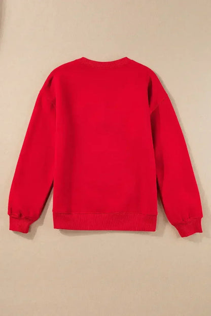 Red XOXO Heart Print Valentine Graphic Sweatshirt