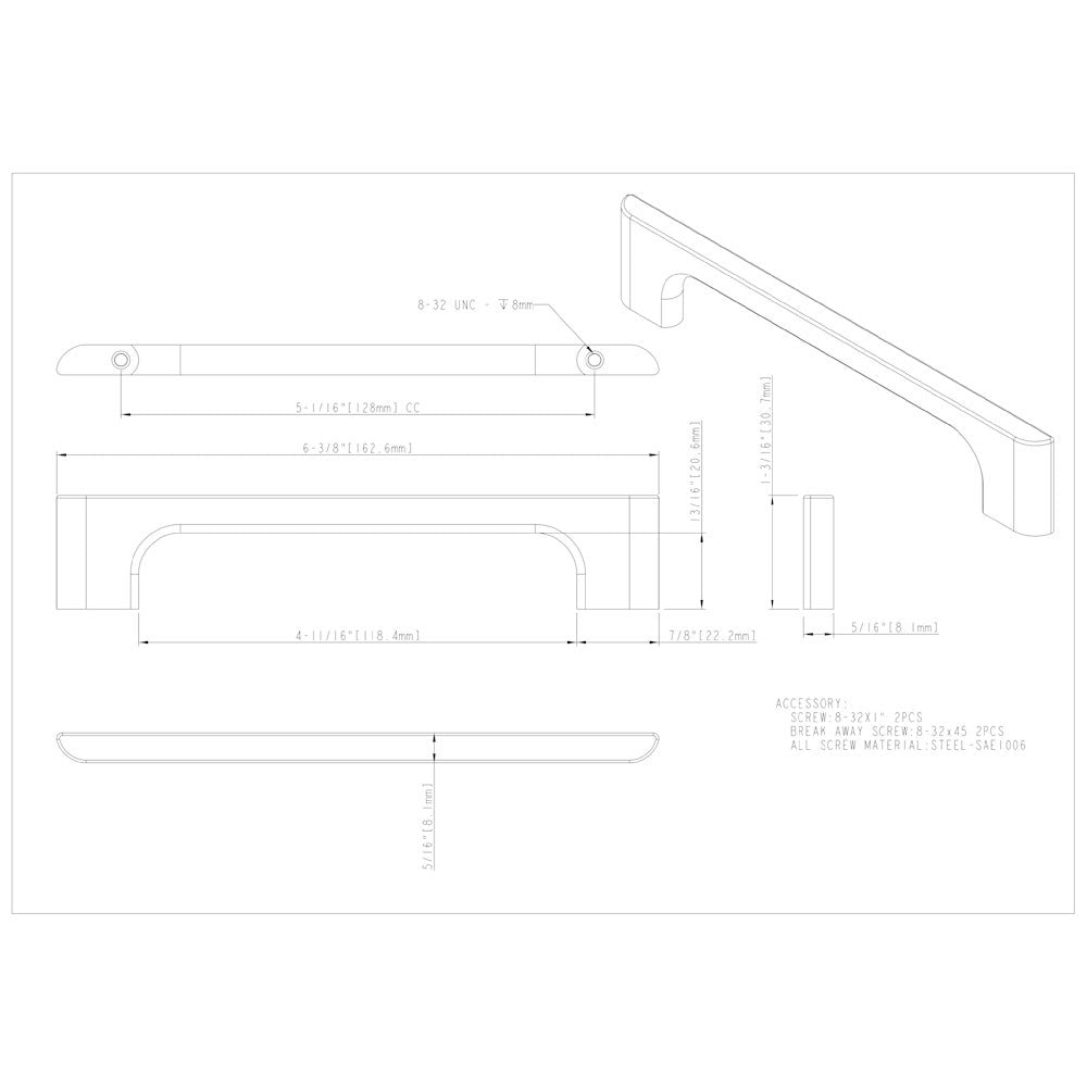 96 mm Center-to-Center Satin Nickel Asymmetrical Leyton Cabinet Pull