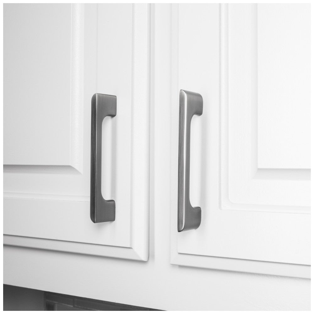 96 mm Center-to-Center Satin Nickel Asymmetrical Leyton Cabinet Pull