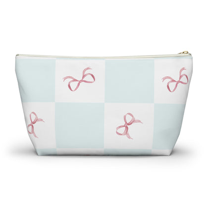 Customizable: Charming Ribbon Accessory Pouch, Makeup Bag, Gift for Her, T-bottom Style, Cute Storage, Birthday Present, Bridesmaid Gift