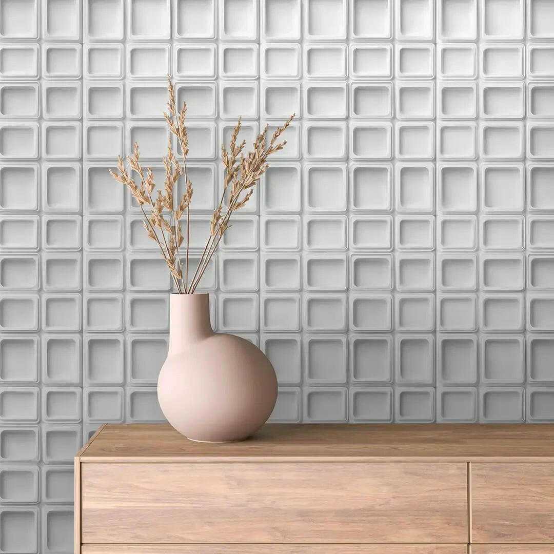 Architectural Recessed Grid Wallpaper