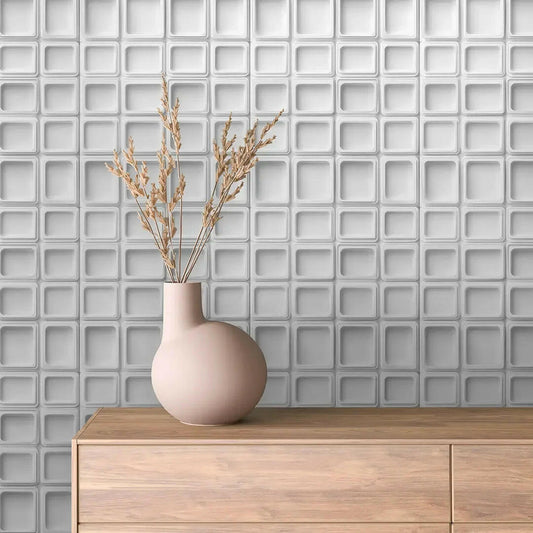 Architectural Recessed Grid Wallpaper