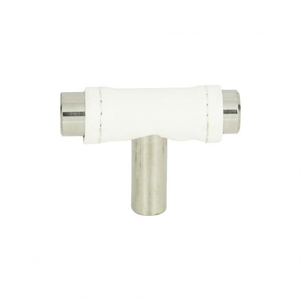 Zanzibar White Leather Knob