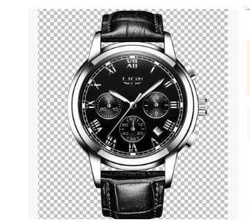 Men's Leather Sports Watch - Waterproof 30M, Alloy Case