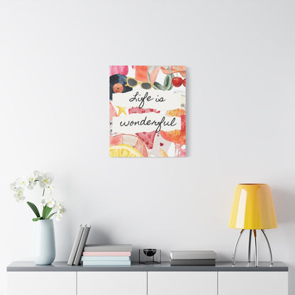 Life is Wonderful Canvas Wall Art, Colorful Decor, Inspirational Gift, Home Display, Summery Wall Art, Motivational Print