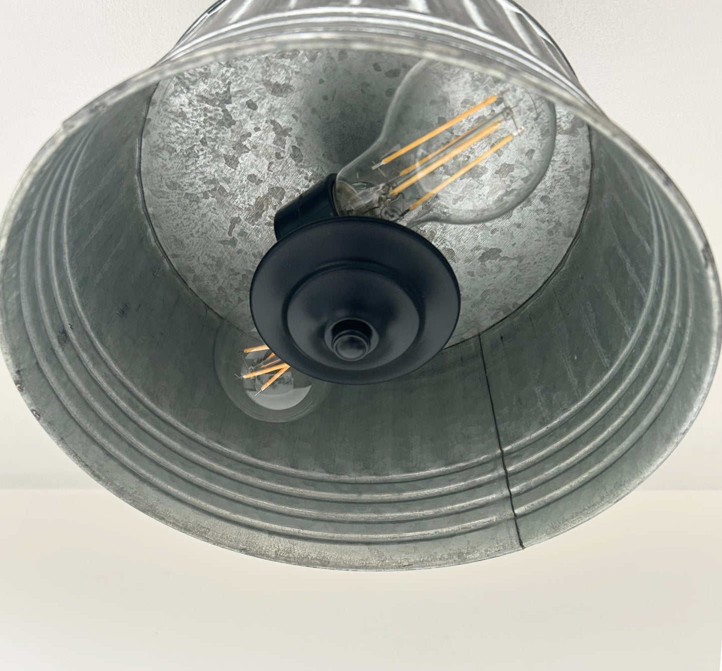 Black Ribbed Galvanized Ceiling Light