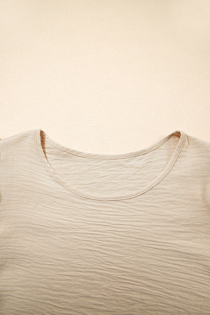 Aqua Ruffle Sleeve Blouse - Clearly Aqua Solid Color Crinkled Top