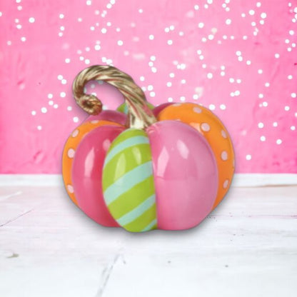 Halloween Carnival 10" Colorful Multi Stripe Pumpkin
