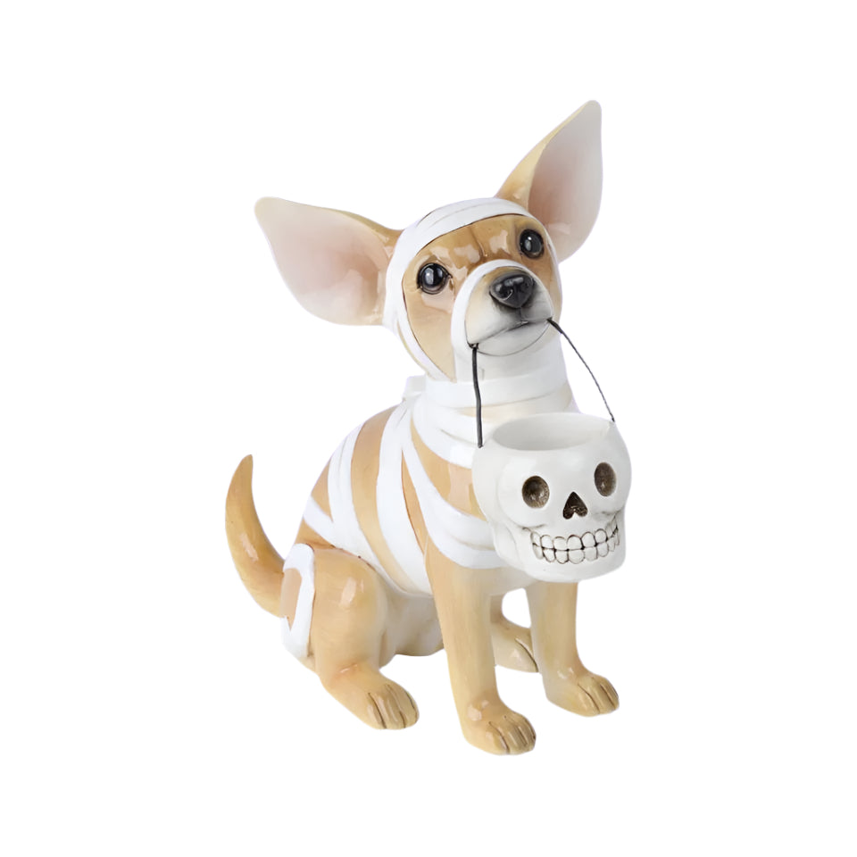 13.5" Resin Halloween Costume Mummy Chihuahua Dog