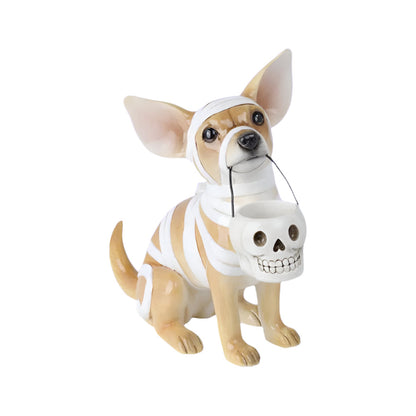 13.5" Resin Halloween Costume Mummy Chihuahua Dog