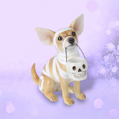 13.5" Resin Halloween Costume Mummy Chihuahua Dog