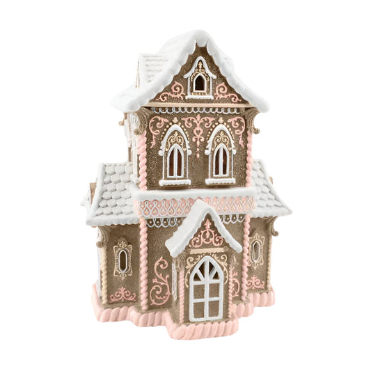 18" Pink Gingerbread LED Victorian House