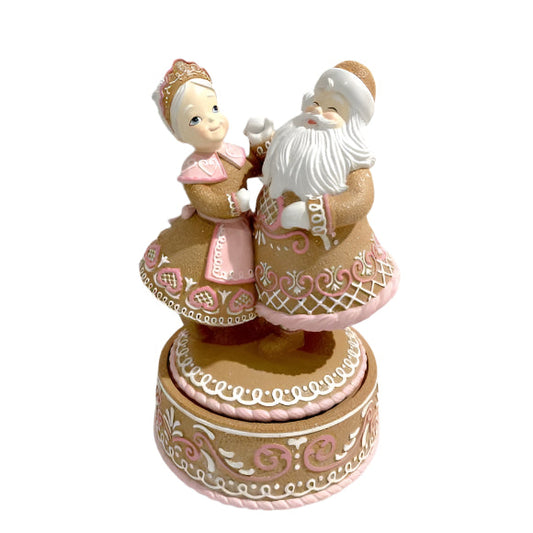 18" Pink Gingerbread Dancing Santa Couple