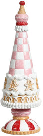 11" Pink Cone Tree With Gingerbread