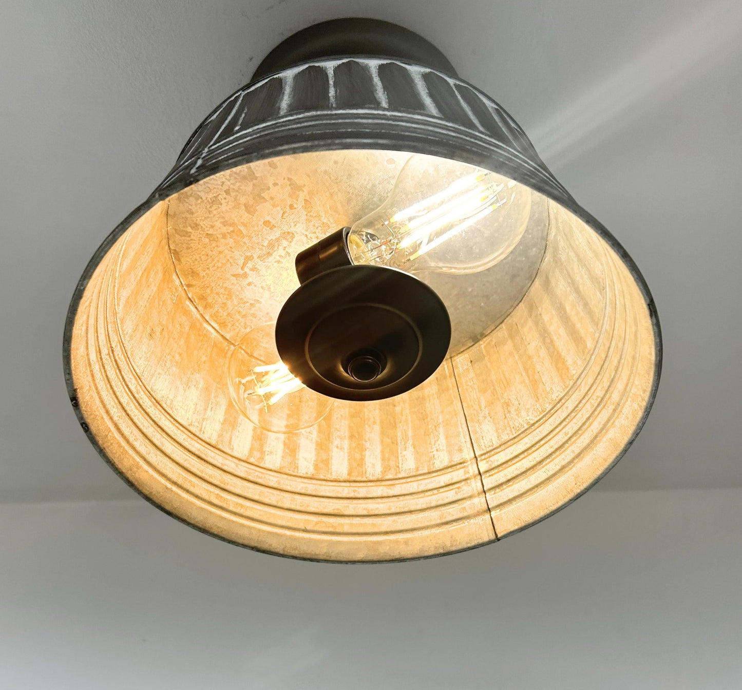Black Ribbed Galvanized Ceiling Light
