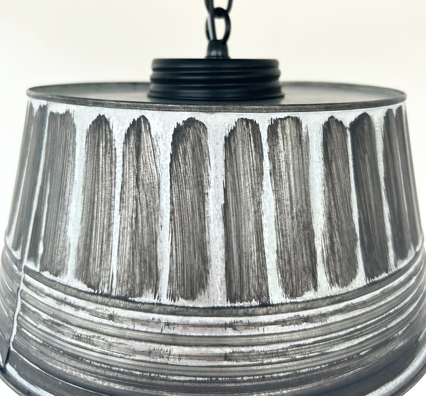 Black Ribbed Galvanized Ceiling Light