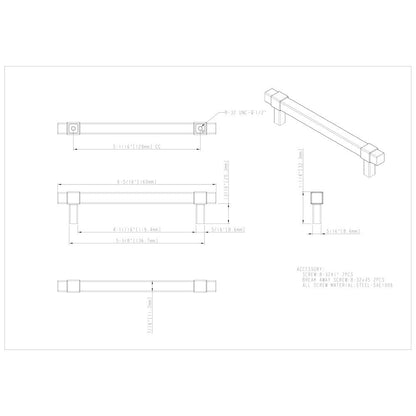 96 mm Center-to-Center Satin Nickel Square Zane Cabinet Pull