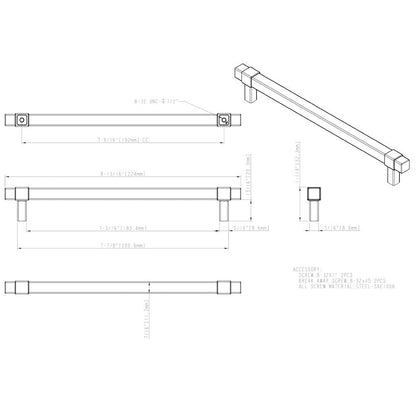 96 mm Center-to-Center Satin Nickel Square Zane Cabinet Pull